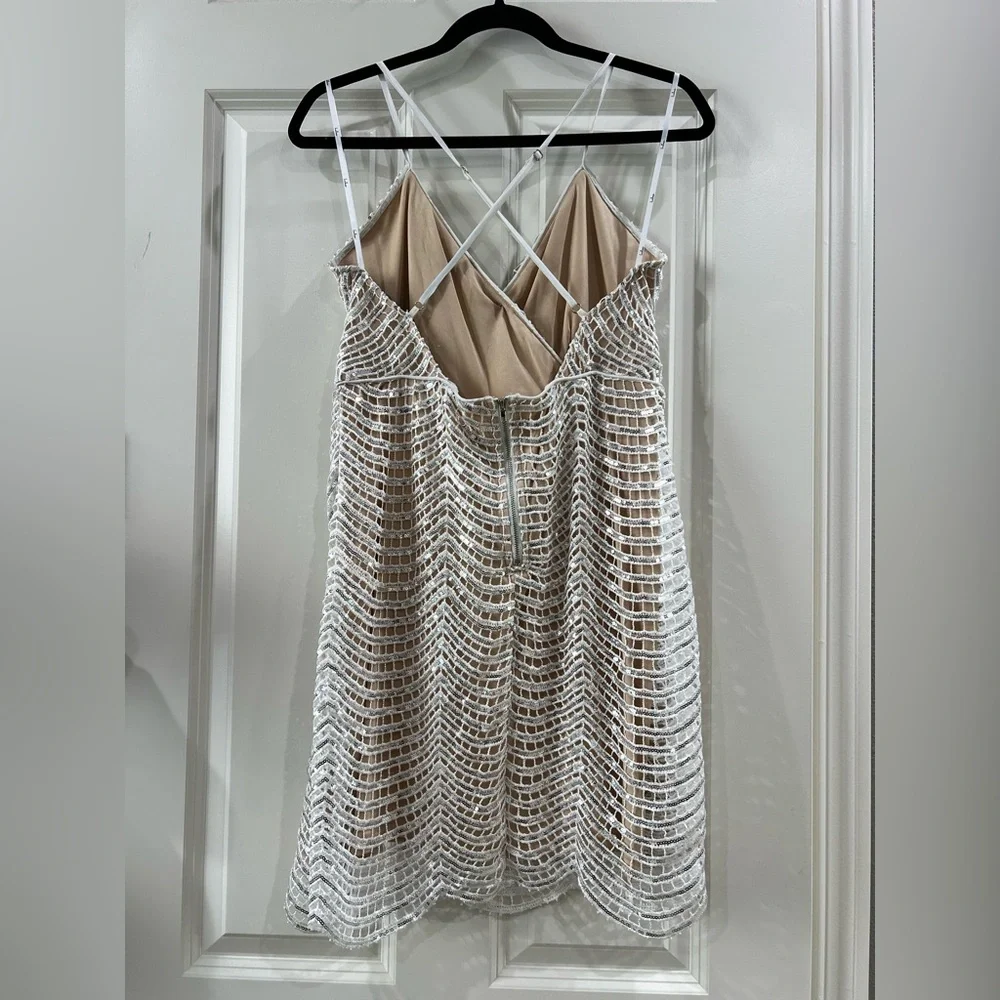 Lulus Lele White and Silver Sequin Mini Dress - Picture 5 of 7